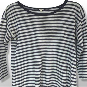 J.CREW • Blue & White Striped 3/4 Length Sleeve Cotton Dress